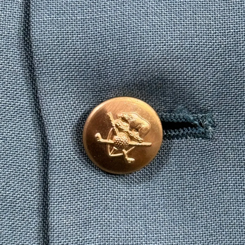 Jack Nicklaus Tournament Series Blazer Teal Blue Gold Button Sport Coat Mens